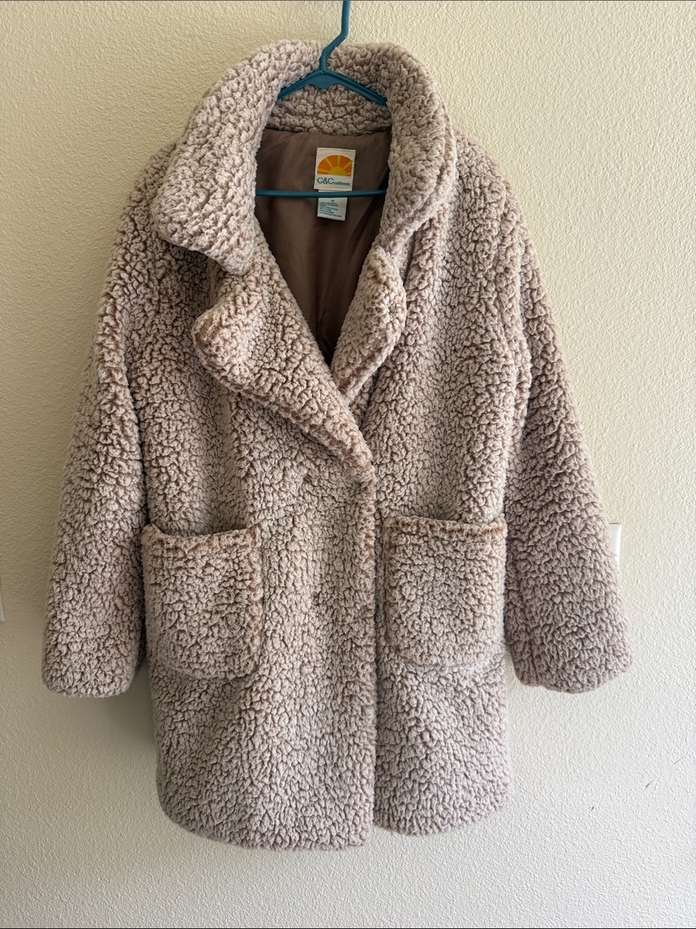 C&C California Beige Cream Teddy Sherpa Jacket